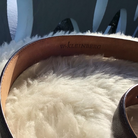 W. Kleinberg Exotic Karung Pebbled Leather Men’s Dress Belt with Nickel Buckle - Picture 7 of 16